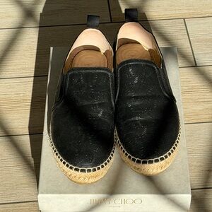Jimmy Choo Black Espadrille Slip-On Lichi Flat 38.5 (8)